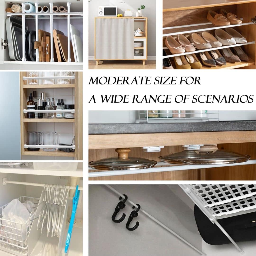 Net Curtain Rods Extendable Tension Rods for Net Curtains Spring Loaded Tension Rod for Kitchen, Bathroom, Wardrobe