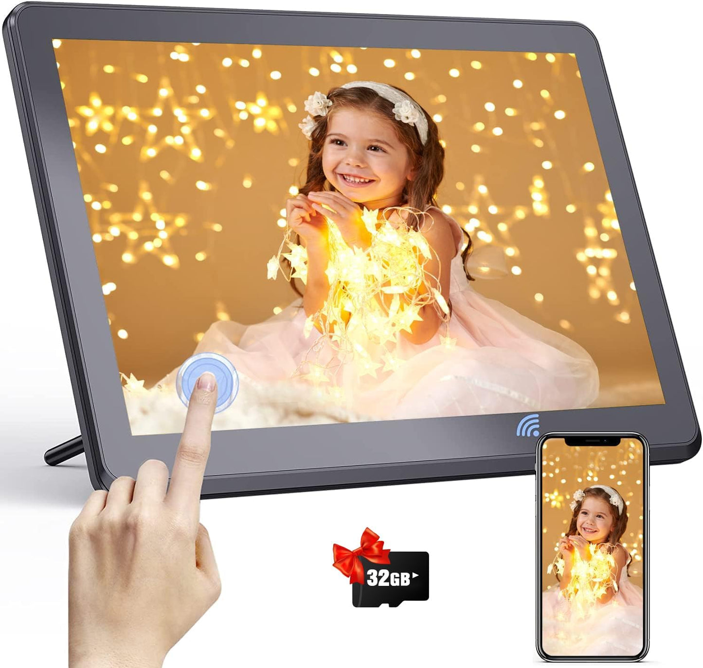 8.1 Inch WiFi Digital Photo Frame with 32GB Storage & 32GB Card, Smart Picture Frames, Electronic Photo Frame