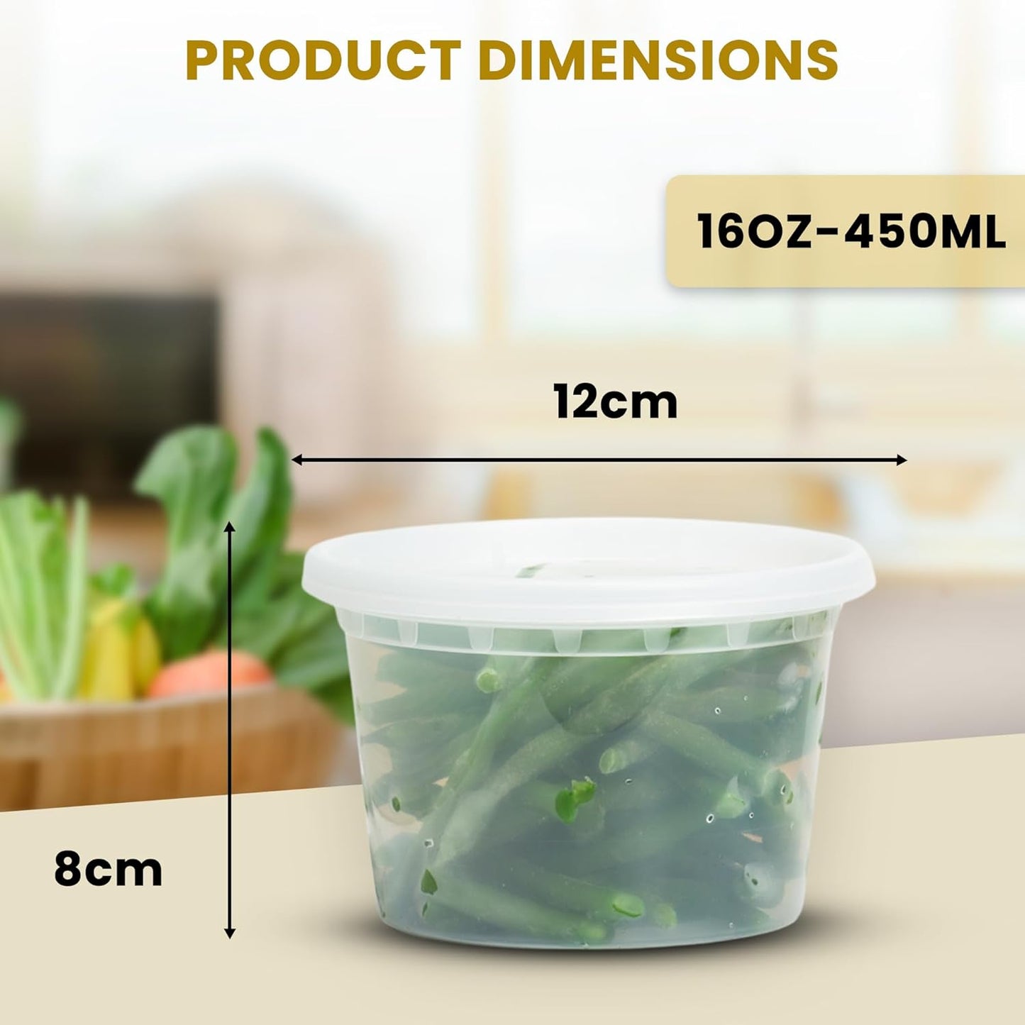 Pack of 20 Round Food Storage Soup Containers Plastic Deli Container Set with Lids Reusable Takeaway Meal - BPA Free