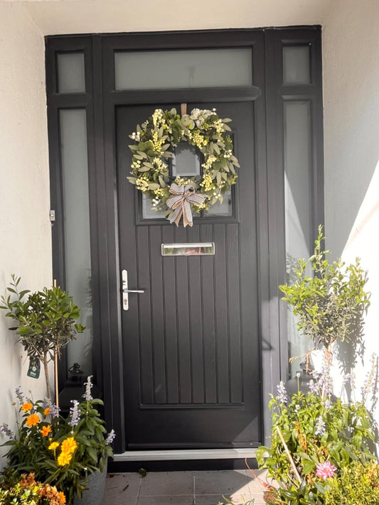 Artificial Wreath For Home or Grave Memorial Decor  Door Hanging Wreath for Indoor, Outdoor, Garden, Holiday, Wedding, Christmas Decoration