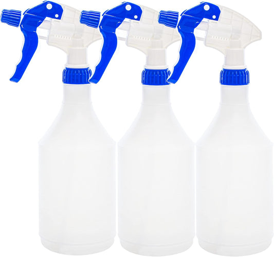Clay Roberts Water Spray Bottles, Mist and Jet Settings, Pack of 3, Blue, 750ml, Measuring Gauge, Blue Spray Bottles, Cleaning, Gardening, Sprayer Bottle, Water for Cleaning