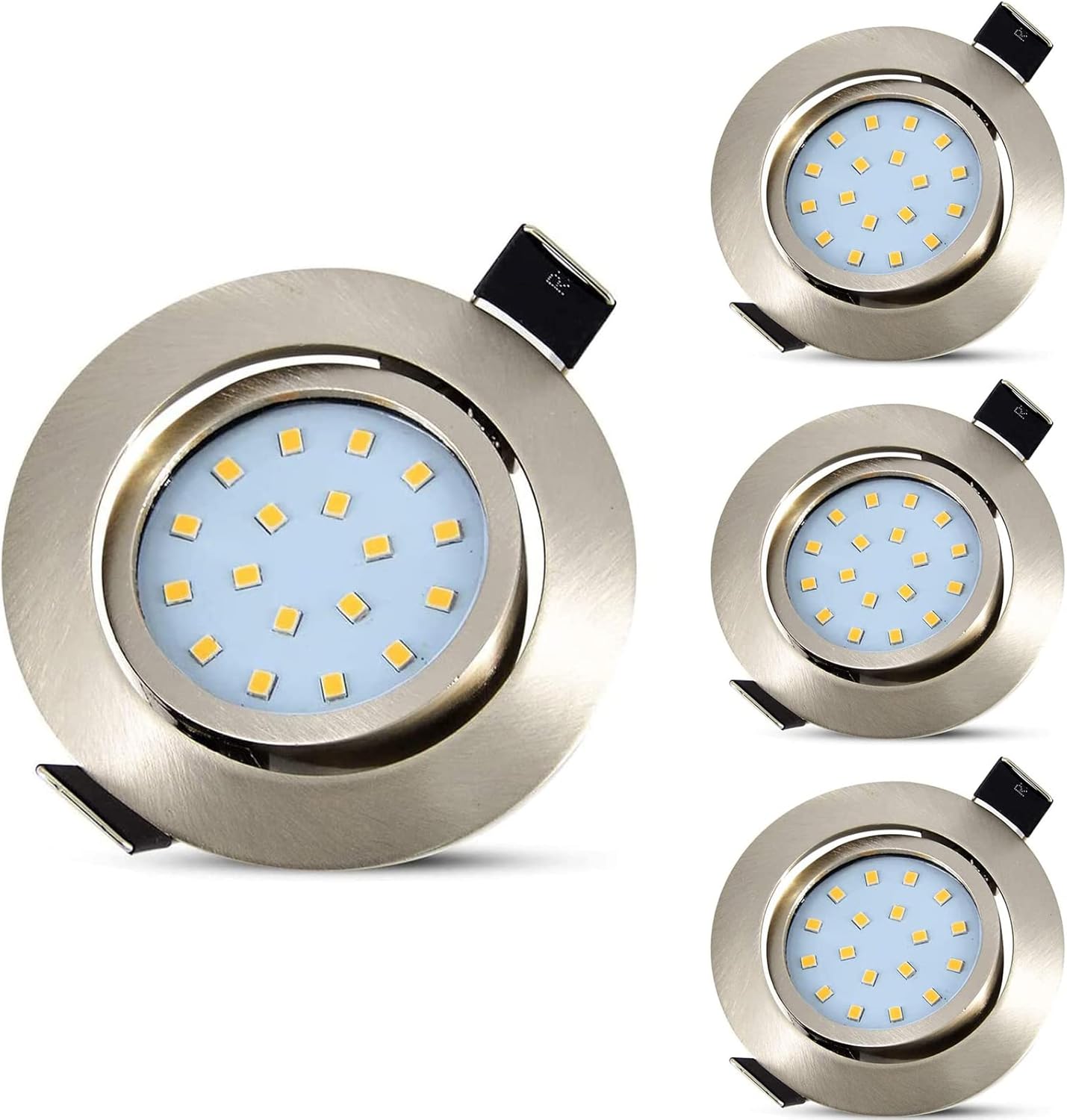 Pack of 4 LED Recessed Ceiling Spot Lights 5W Cool White 6000K Downlight Ultra Slim Not Dimmable Rotatable Spotlights IP20 Protection for Living Room Bedroom Kitchen