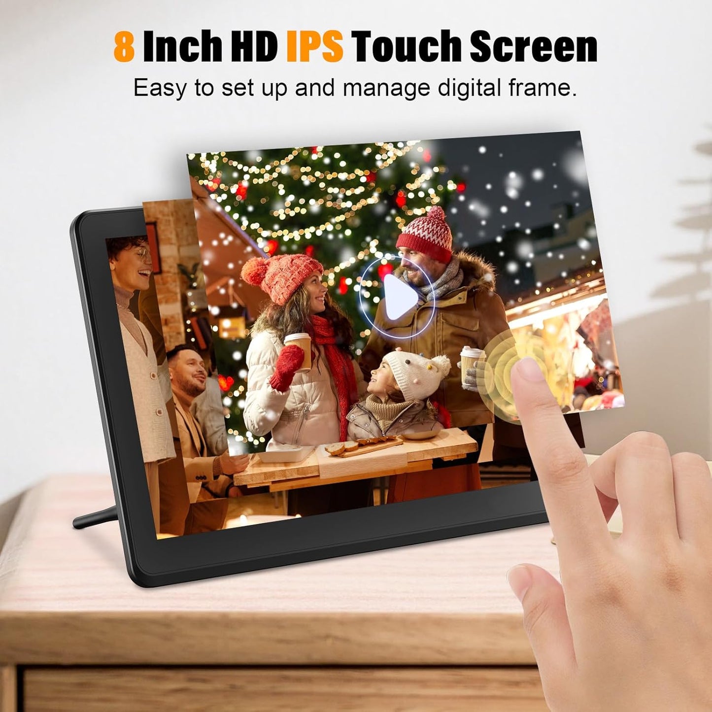 8.1 Inch WiFi Digital Photo Frame with 32GB Storage & 32GB Card, Smart Picture Frames, Electronic Photo Frame