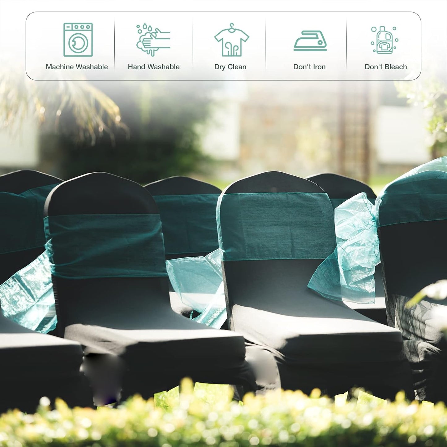 GLOBAL GOLDEN Chair Covers Removable Washable Dining Stretch Chair Covers Polyester Spandex Chair Slipcover for Wedding Dining Room Party Banquet (100, Flat Black)