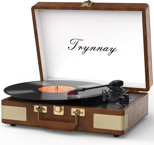 Record Player 3 Speed Bluetooth Portable Suitcase Vinyl Player with Built-in Speakers Turntable