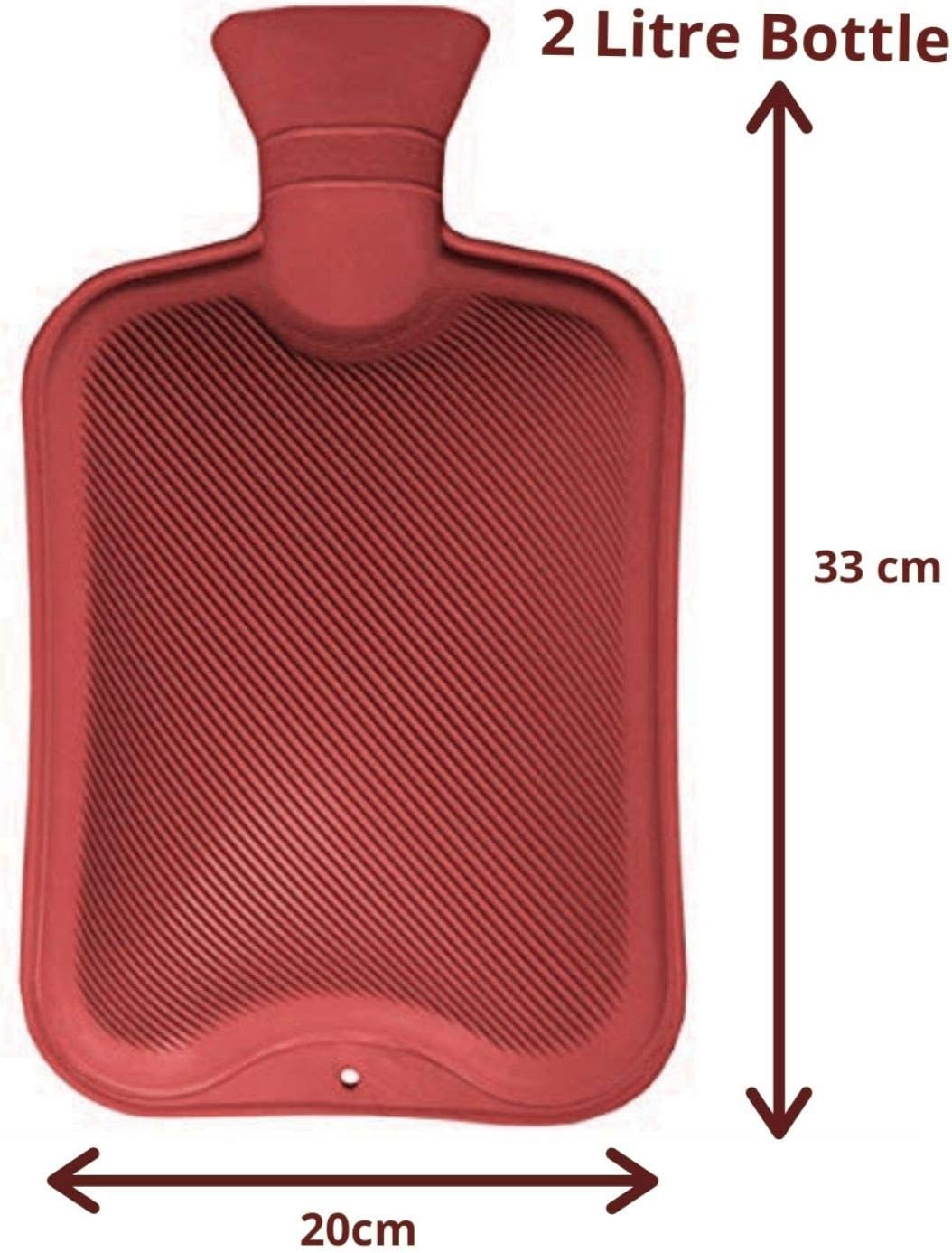 Pack of 2 Hot Water Bottles | Natural Rubber Large Hot Water Bottle 2L | Red Hot Water Bag for Pain Relief Secure & Leakproof