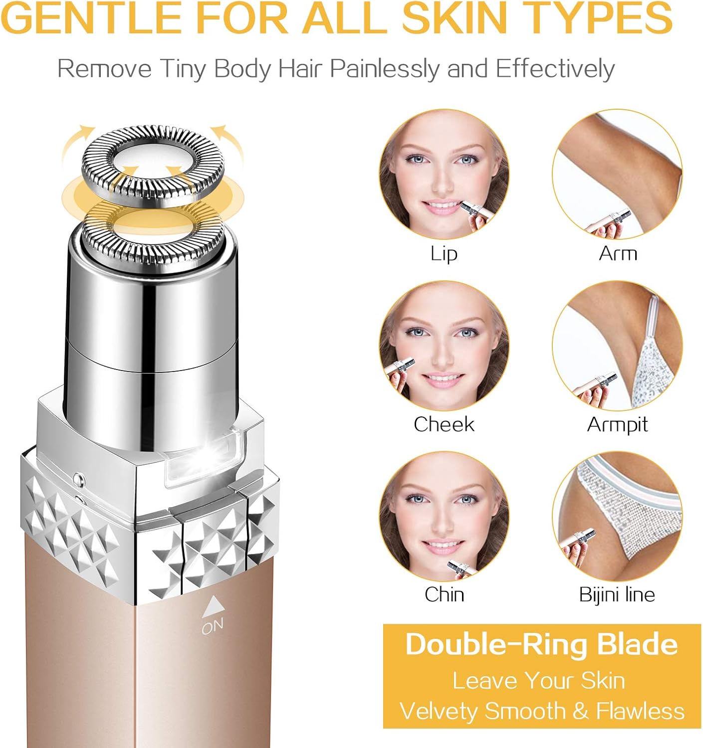 Portable Facial Hair Remover with Cleaning Brush for Women, USB Rechargeable Shaver