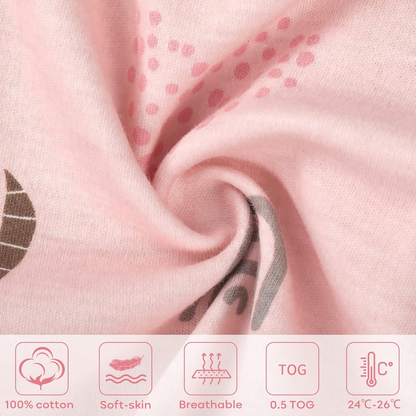 Baby Sleeping Bag 0.5 TOG 100% Cotton Soft Newborn Sleepsack Unisex Baby Wearable Blanket for Boys and Girls 12-18 Months