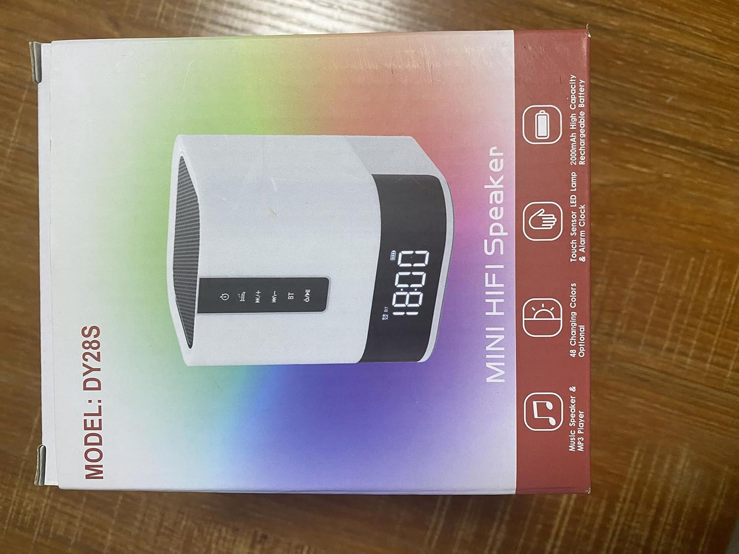 Night Light Bluetooth Speaker, White Noise Machine with 16 Soothing Sounds, Digital Alarm Clock, Dimmable Bedside Lamp with 48 Colour Changing Lights, Gifts for Kids Teenage Boys Girls 10-18 Year Old