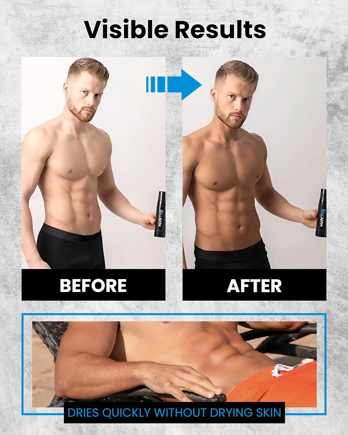 Faux Tan Body Mousse - Brown Tanning Mousse for Men with Masculine Aqua Inspired Aftershave Fragrance