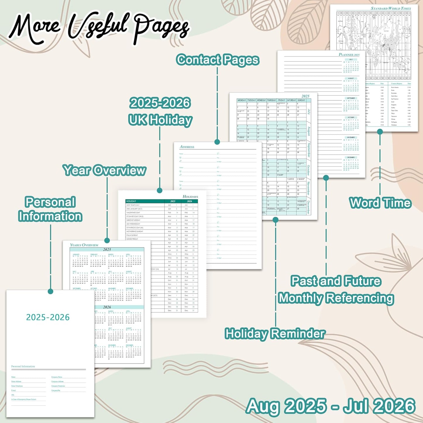 2025-2026 Academic A5 Diary Page a Day from Aug 2025 - July 2026, Daily Planner Organizer with Month View, Pen Set, Colorful Monthly Tabs, Inner Pocket - (5.9" × 8.5") - Dark Green