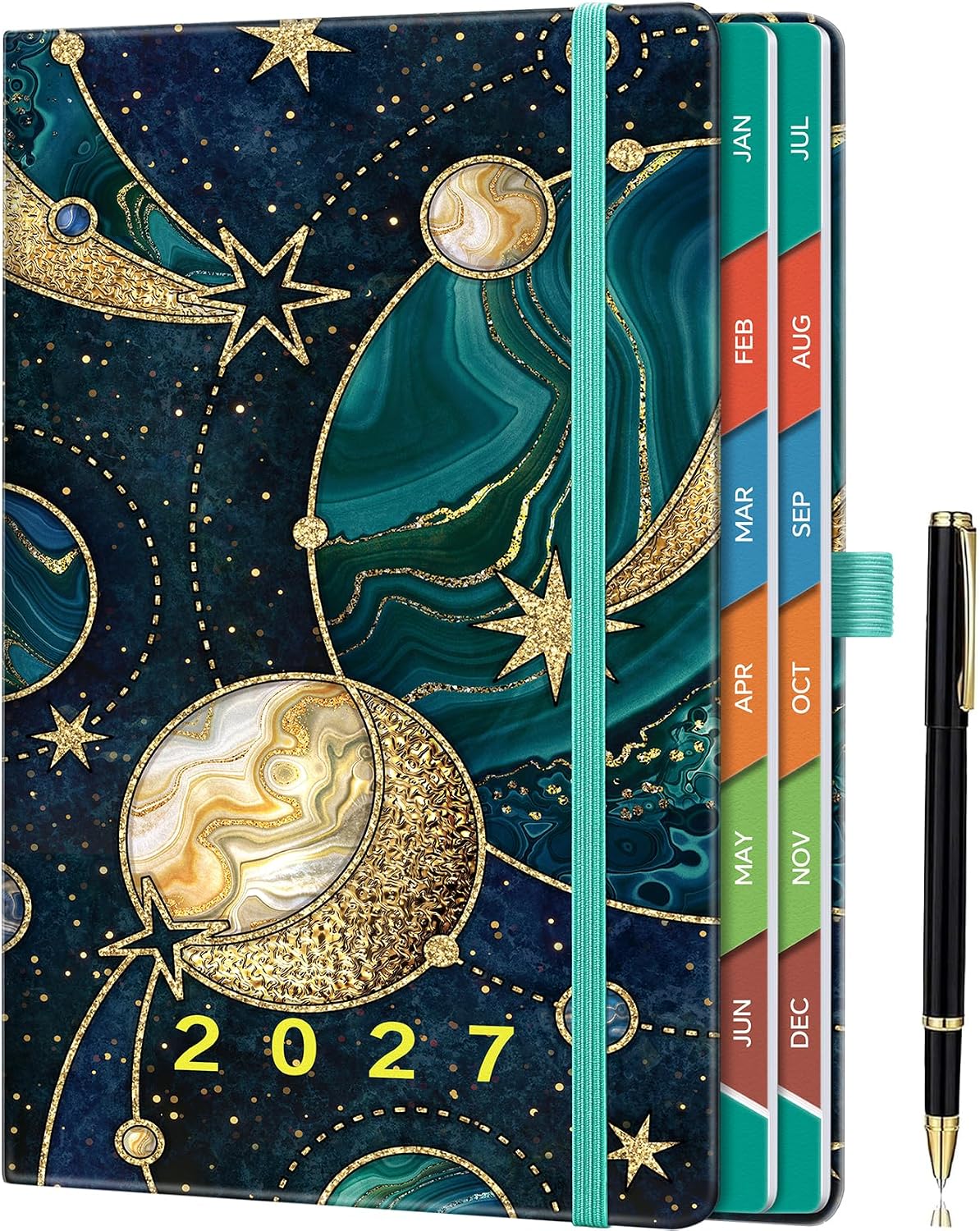 Diary 2025-2026 - Academic Diary Page a Day, Mid-Year Planner with Monthly View, Pen Set, Colourful Tabs Famous Quotes, Inner Pocket, Cat Theme
