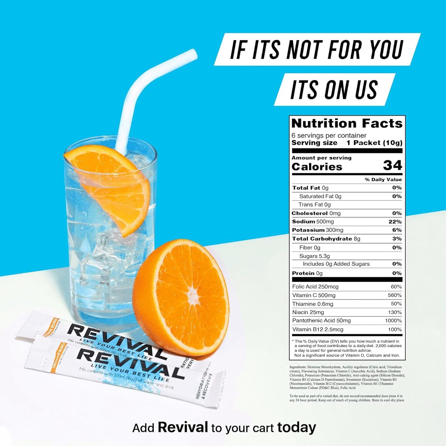 Rapid Rehydration Electrolytes Powder - High Strength Vitamin C, B1, B3, B5, B12 Supplement Sachet Drink, Effervescent Electrolyte Hydration Tablets