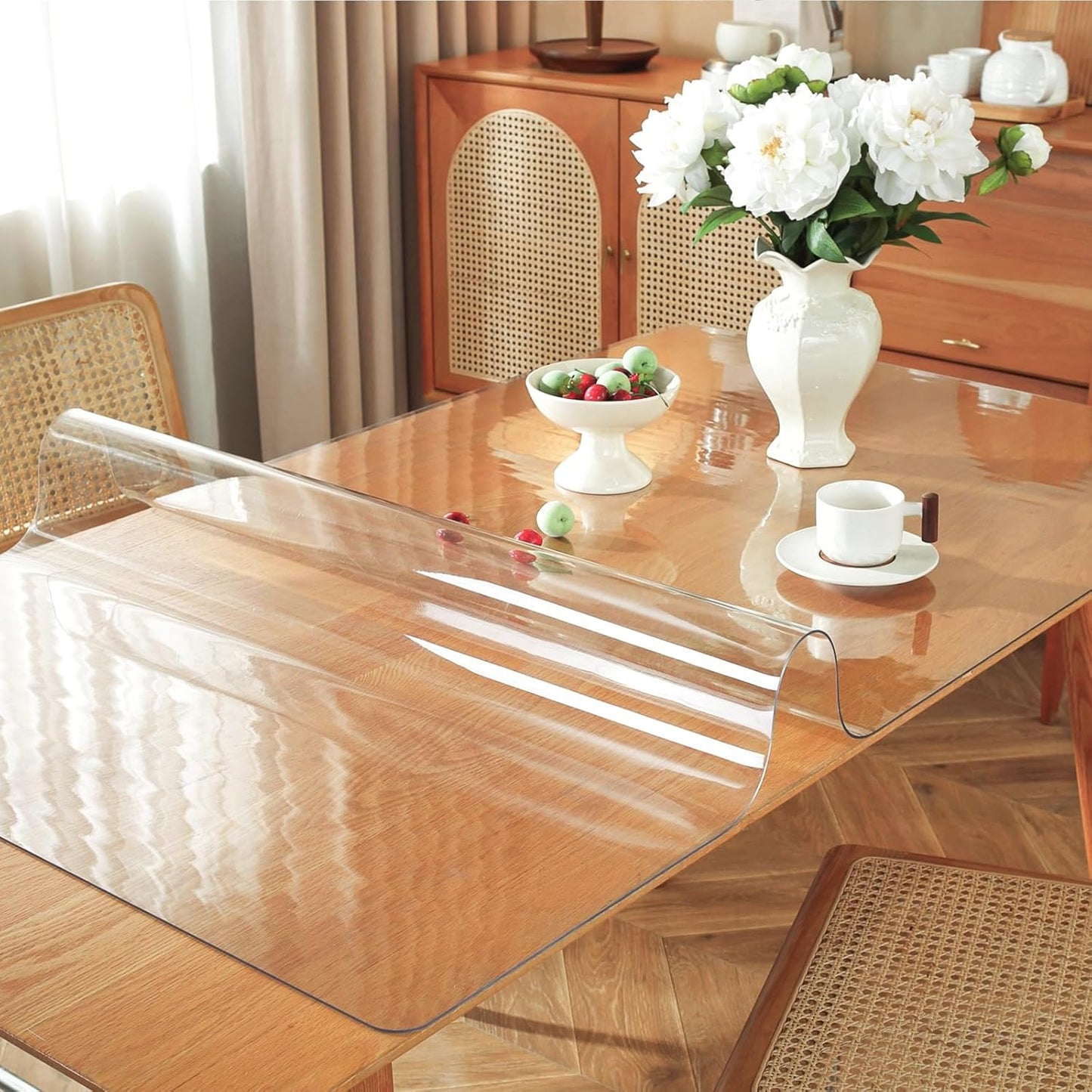 Clear Table Protector,Table Protector for dining room table, Thick Waterproof Plastic Table Cover