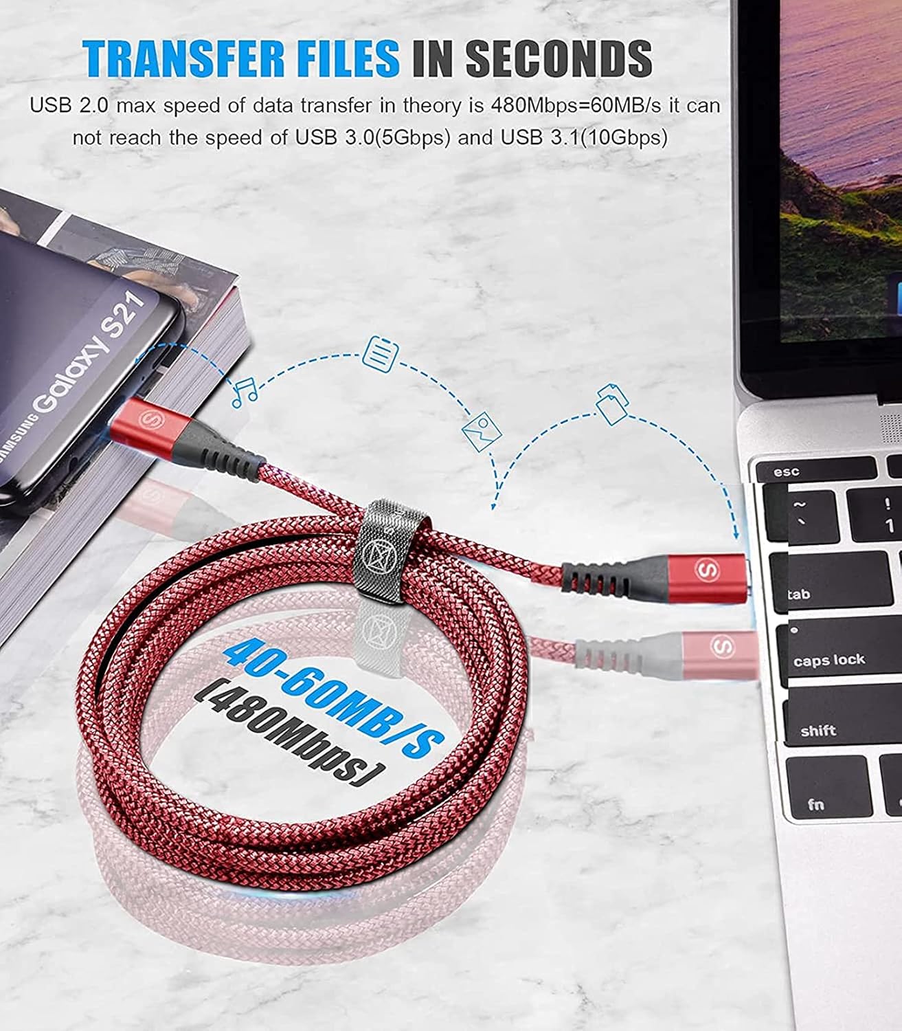 60W USB C to USB C Charger Cable, PD Type C Super Fast Charging for iPhone 16 15 MacBook iPad Pro, Samsung S25 S24 S23 Ultra, Steam Deck, Nintendo Switch etc