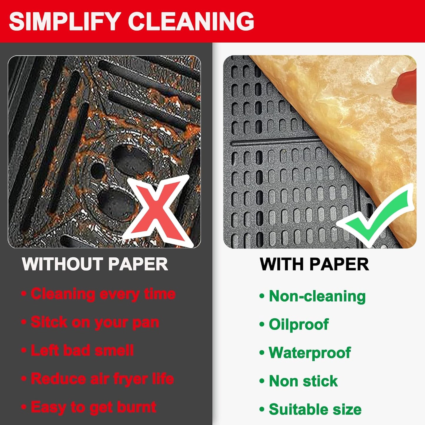 Air Fryer Disposable Paper Liner for Ninja Dual,200PCS Air Fryer Liners Rectangle 8.6X 5.5'', Air Fryer Parchment Liners, Ninja Foodi Dual Air Fryer Accessories Baking Paper