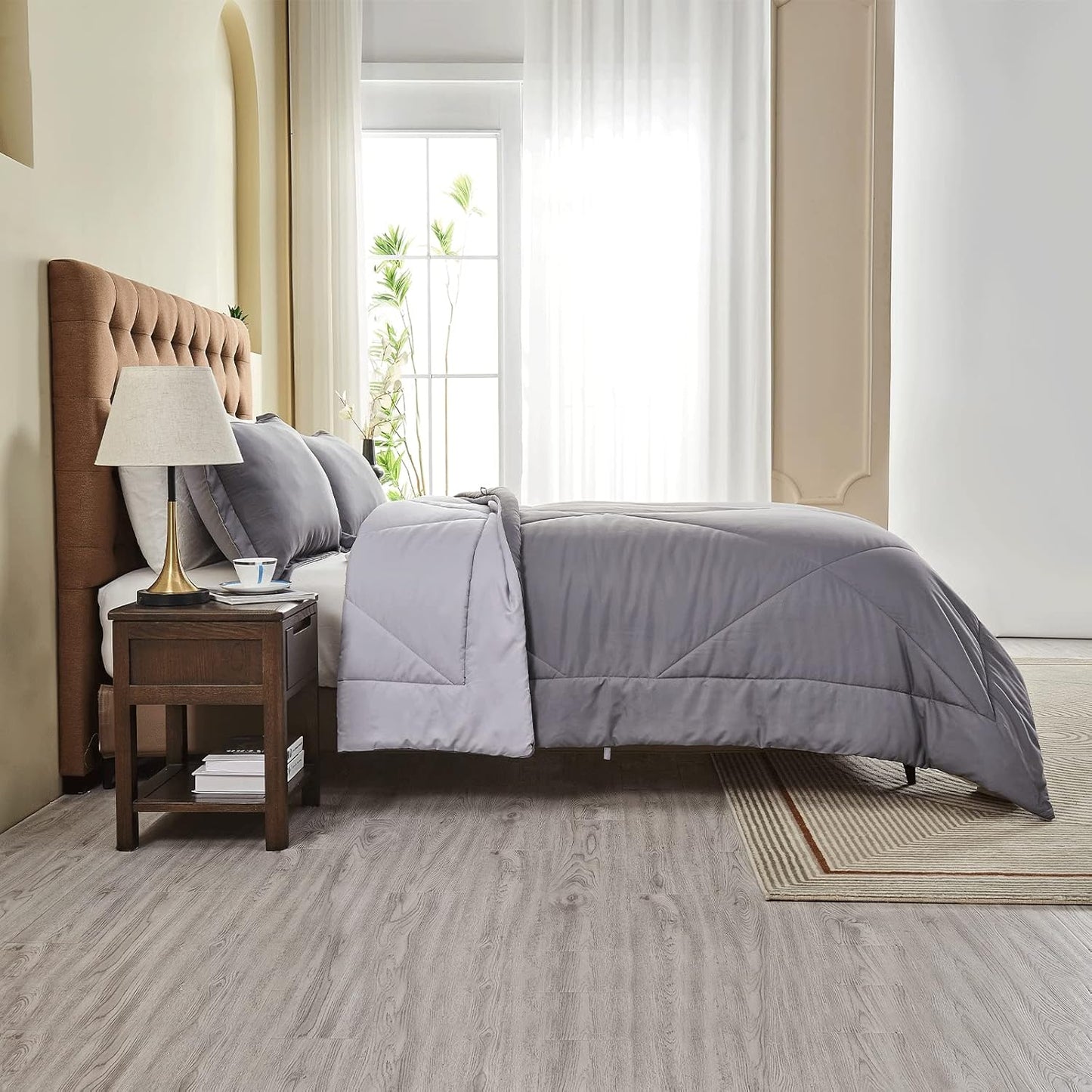 Summer Duvet King Size, 4.5 Tog Down Alternative Comforter Set with 2 Shams, Reversible Coverless Duvet Microfiber Soft Bed Quilt for All Seasons, Machine Washable