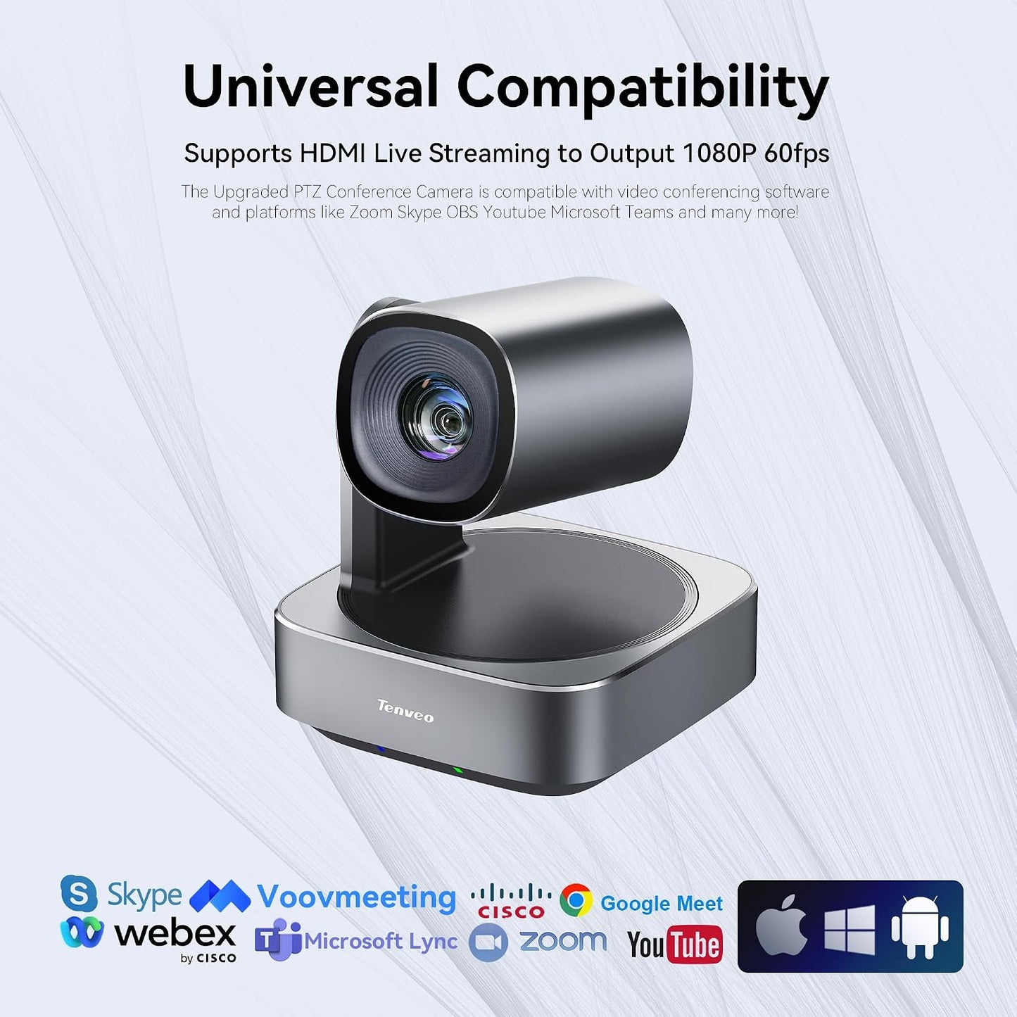 4K PTZ Camera with AI Humanoid & Face Auto-Tracking, 20X Optical+8X Digital Zoom, USB3.0/HDMI/LAN PoE IP Live Streaming