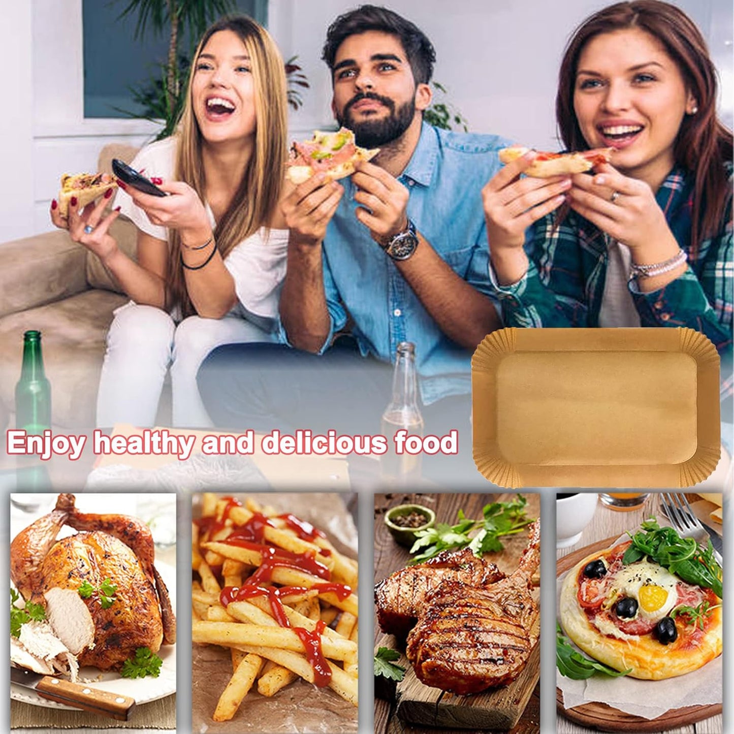 Air Fryer Disposable Paper Liner for Ninja Dual,200PCS Air Fryer Liners Rectangle 8.6X 5.5'', Air Fryer Parchment Liners, Ninja Foodi Dual Air Fryer Accessories Baking Paper