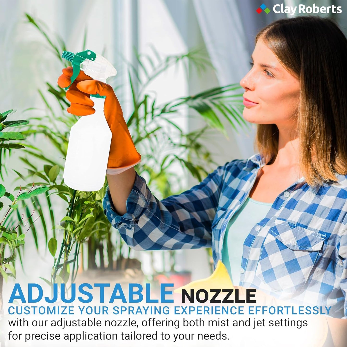 Clay Roberts Water Spray Bottles, Mist and Jet Settings, Pack of 3, Blue, 750ml, Measuring Gauge, Blue Spray Bottles, Cleaning, Gardening, Sprayer Bottle, Water for Cleaning