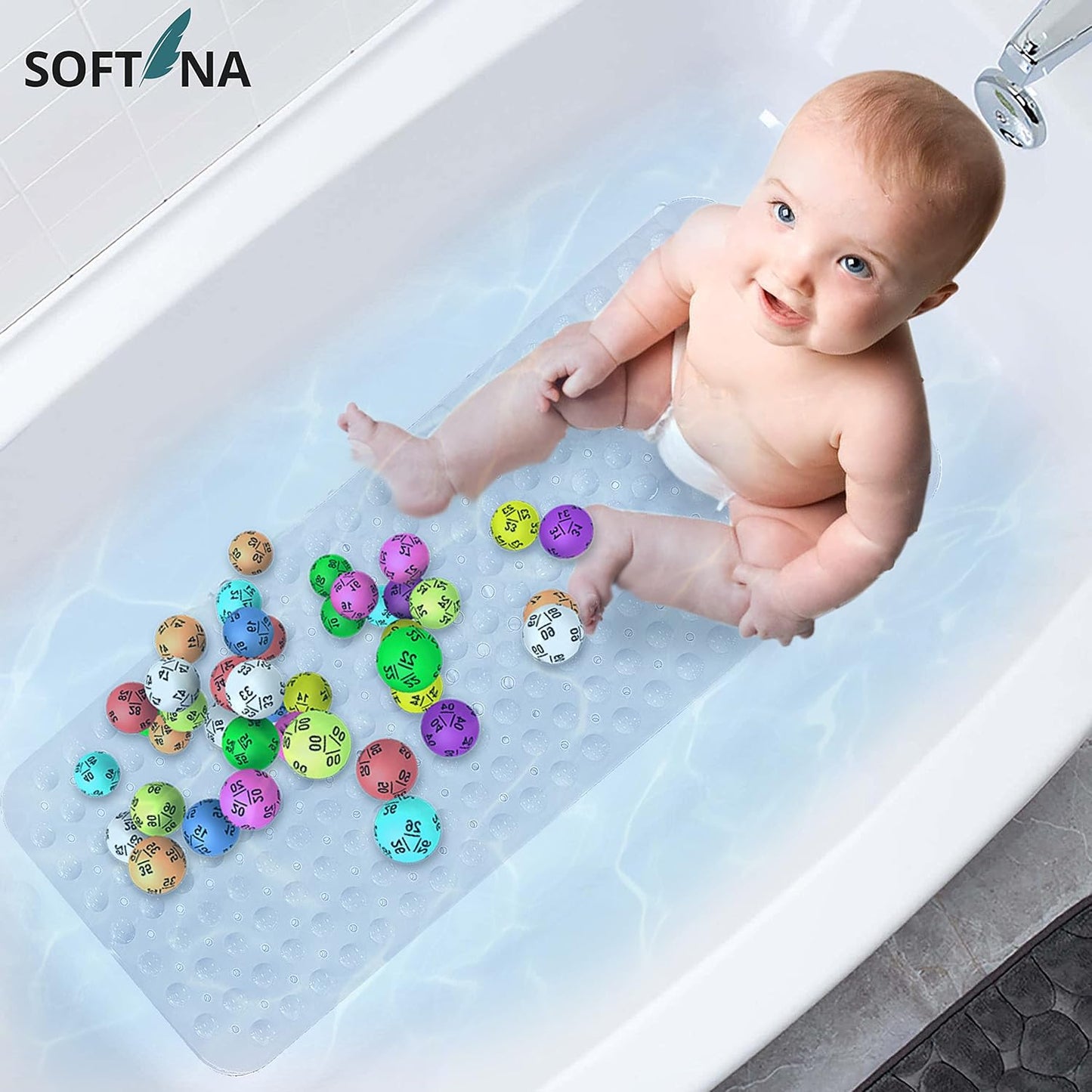 Non Slip Bath Mats with 200 Suction Cups - Shower Mat Non Slip Anti Mould for Bathroom & Bathtubs