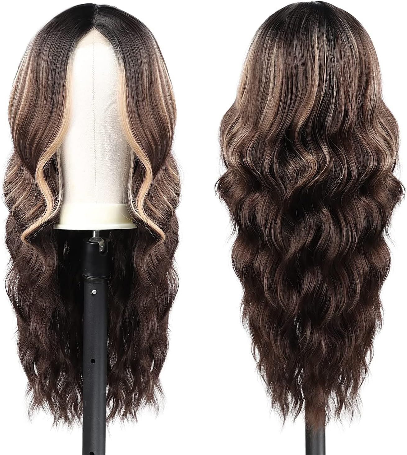 Wigs for Women Middle Part Curly Synthetic Hair Natural Looking Heat Resistant Fiber for Daily Party Use