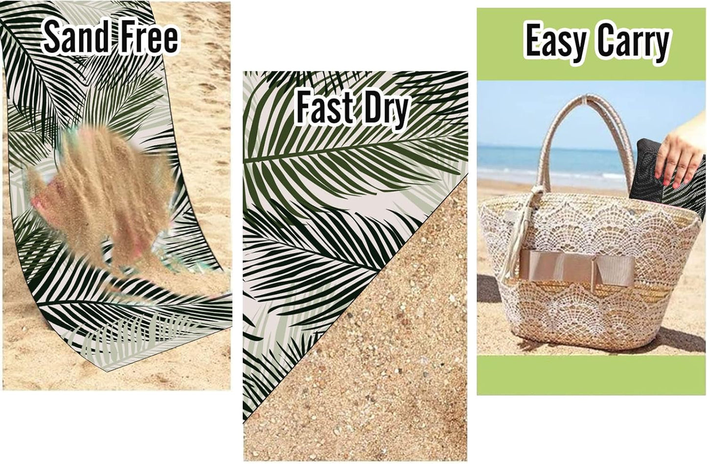 Beach Towel, 71"x32" Double Sided Oversized Microfiber Beach Towel for Adult, Lightweight Extra Large Quick Drying Towel for Swimming Sports Beach Gym
