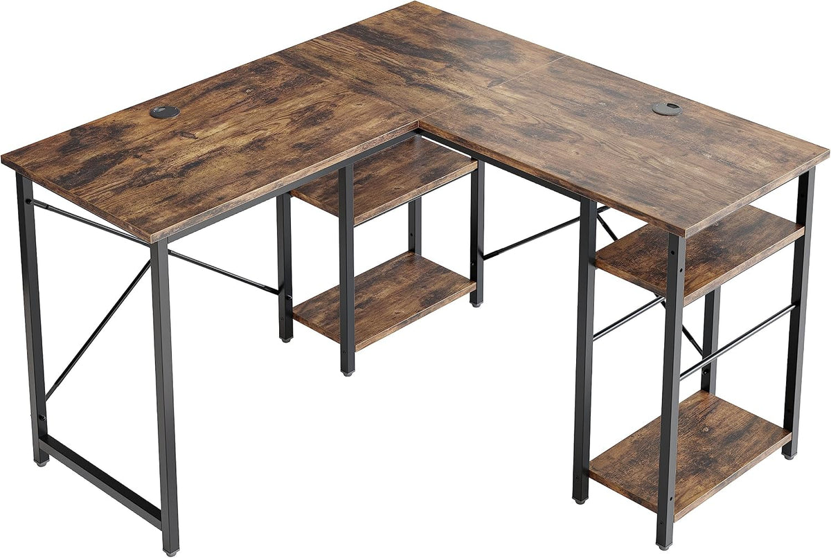 120CM Reversible L Shaped Corner Desk with Shelves