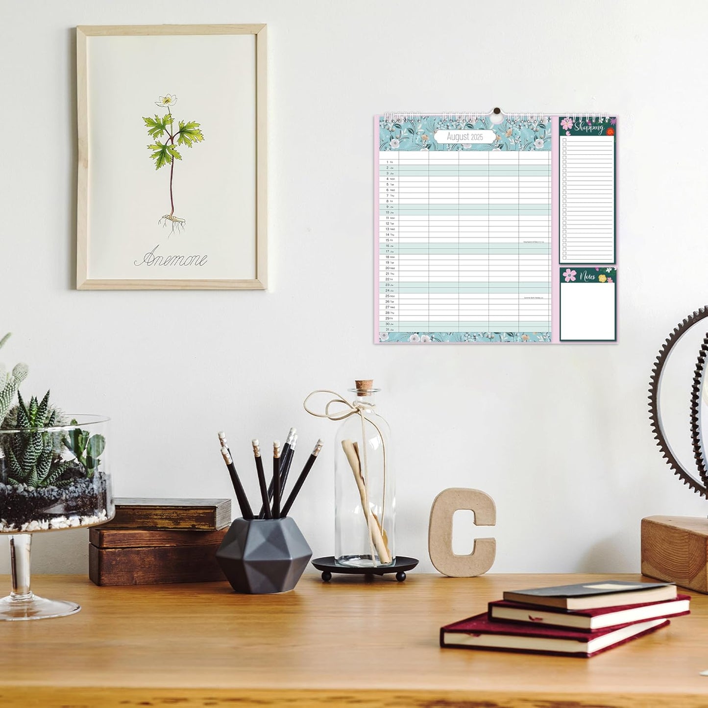 18 Month Wall Calendar with Large Blocks and Seasonal Pattern