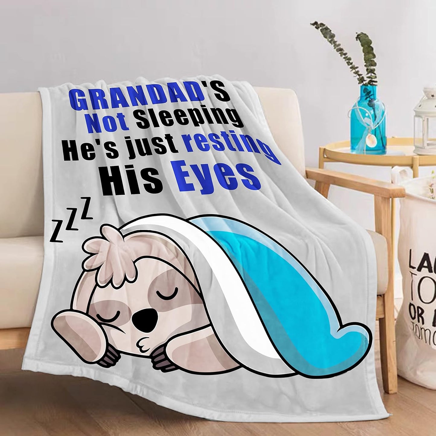 Gifts for Grandad Funny Sloth Flannel Blanket 51 * 59 inch Grandad Gifts from Grandchildren Christmas Fathers Day Birthday Presents