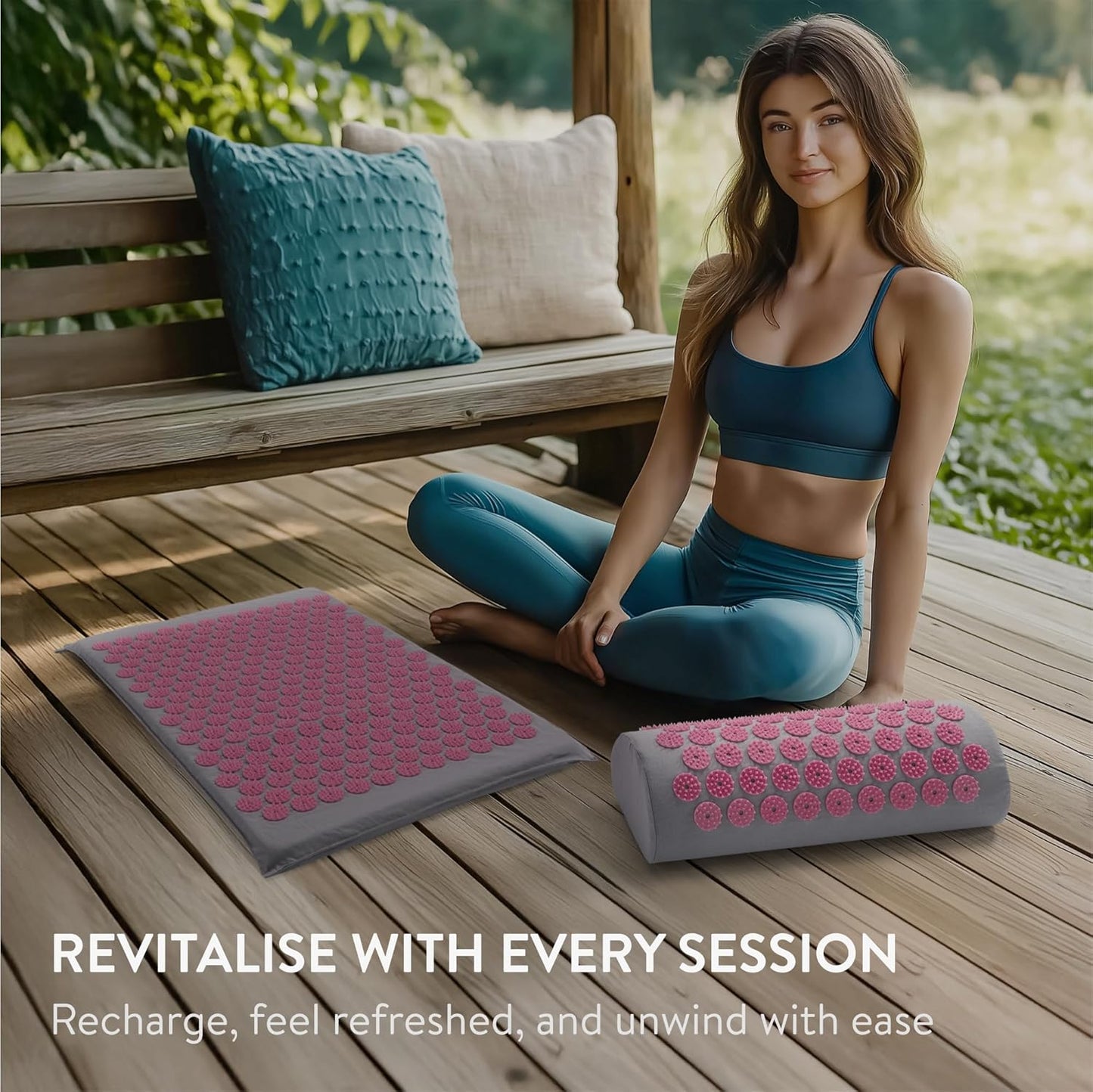 Acupressure Mat and Pillow Set - Acupuncture Mat for Back, Neck, Shoulders, Muscles, Relaxing - Includes Carry Bag