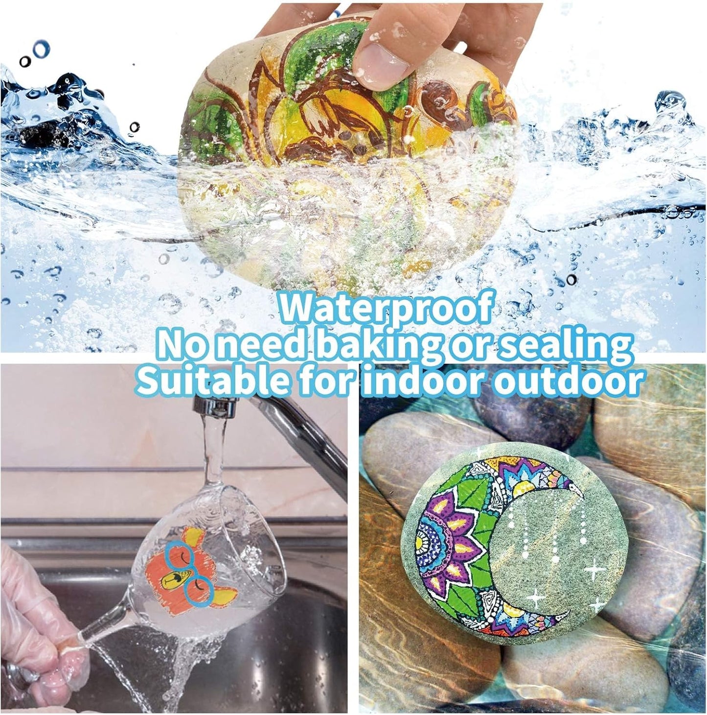 Paint Pens Paint Markers on Almost Anything Never Fade Quick Dry and Permanent, Oil-Based Waterproof Paint Marker Pen Set for Rocks Painting, Wood, Fabric, Plastic, Canvas, Pumpkins, Mugs, DIY Craft