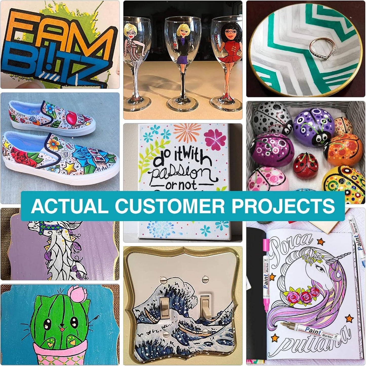 Paint Pens Paint Markers on Almost Anything Never Fade Quick Dry and Permanent, Oil-Based Waterproof Paint Marker Pen Set for Rocks Painting, Wood, Fabric, Plastic, Canvas, Pumpkins, Mugs, DIY Craft