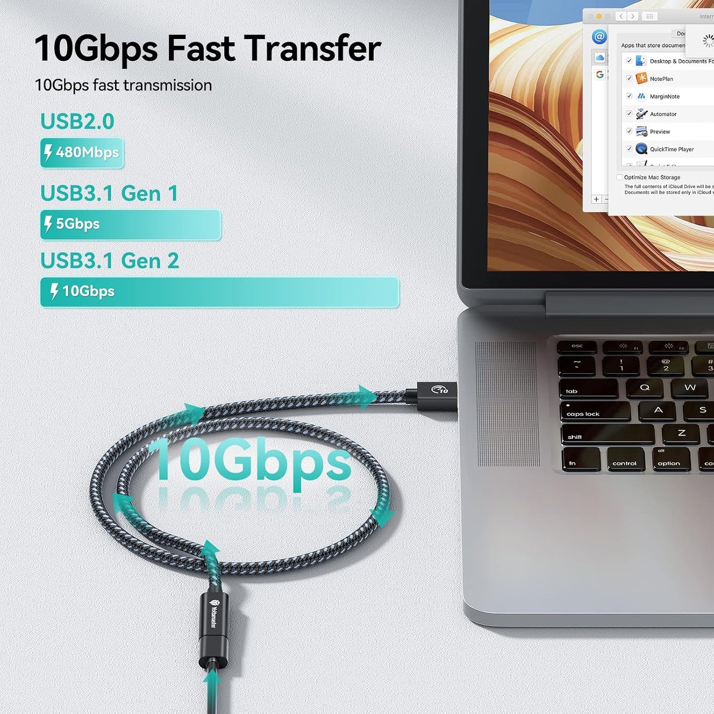 USB 3.2 Gen2x2 Extension Cable Right Angle USB C Extender Lead PD 100W 4K@60Hz Braided