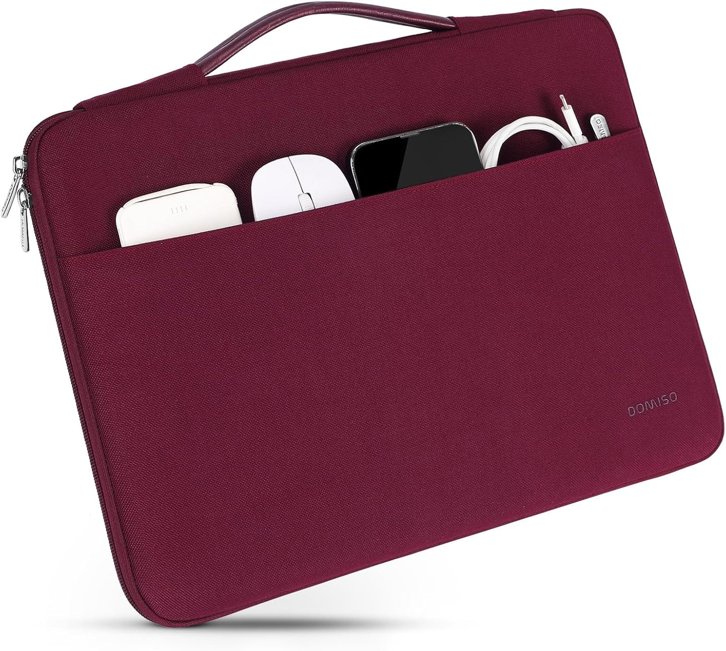 11 inch Waterproof Laptop Sleeve Case with Handle Protective Carrying Bag for 13" Macbook Air Pro 2020/ Surface Pro 7 X /11" Galaxy Tab S8/MateBook 13 2020,Wine