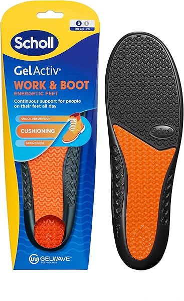 Scholl GelActiv Work & Boot Insoles for Men and Women, All Day Comfort at Work, Shock Absorption and Comfort Cushioning with GelWave Technology