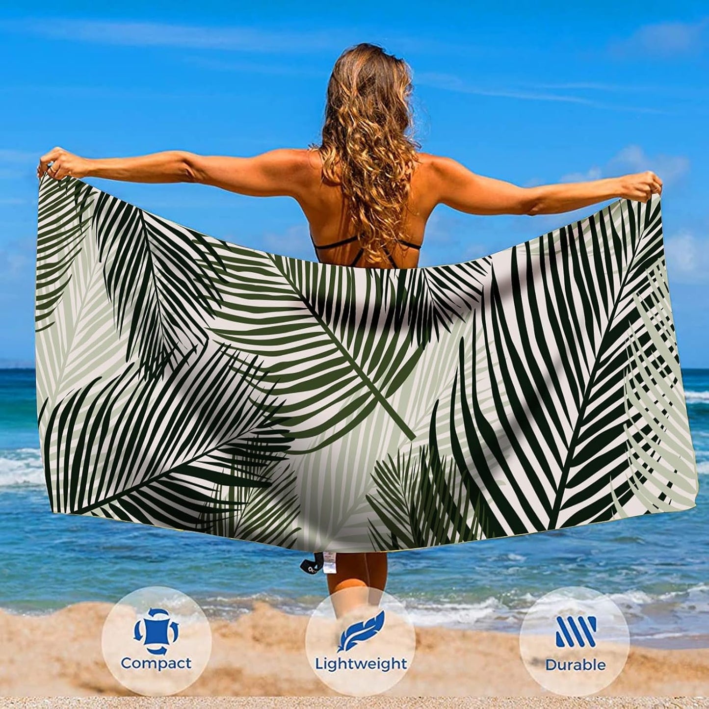 Beach Towel, 71"x32" Double Sided Oversized Microfiber Beach Towel for Adult, Lightweight Extra Large Quick Drying Towel for Swimming Sports Beach Gym
