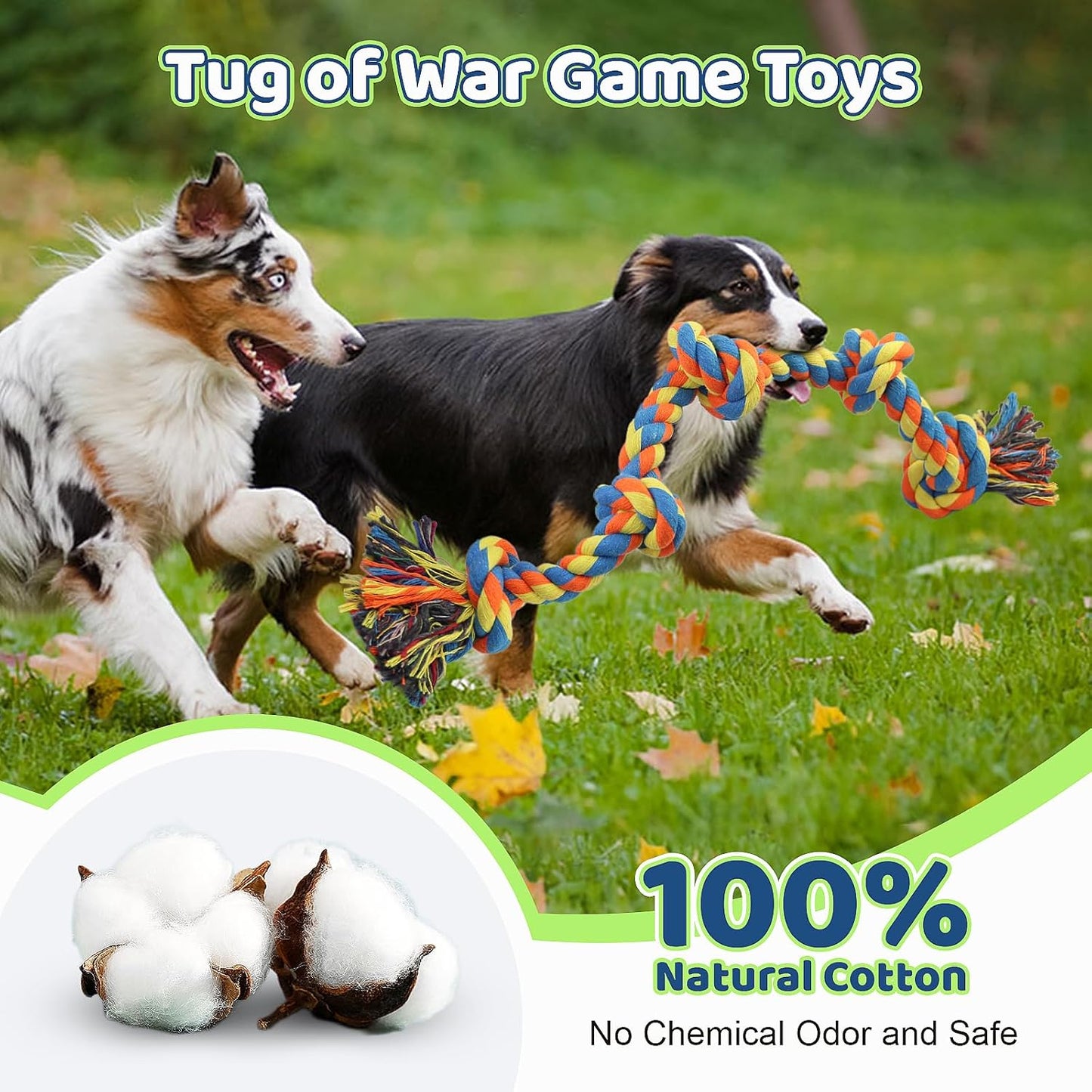 Dog Rope Toys for Large/Medium Dogs, Nearly Indestructible Dog Toys Set for Aggressive Chewers, Tough Natural Cotton Rope Chew toy for Teething, Tug Toy 9 Pack