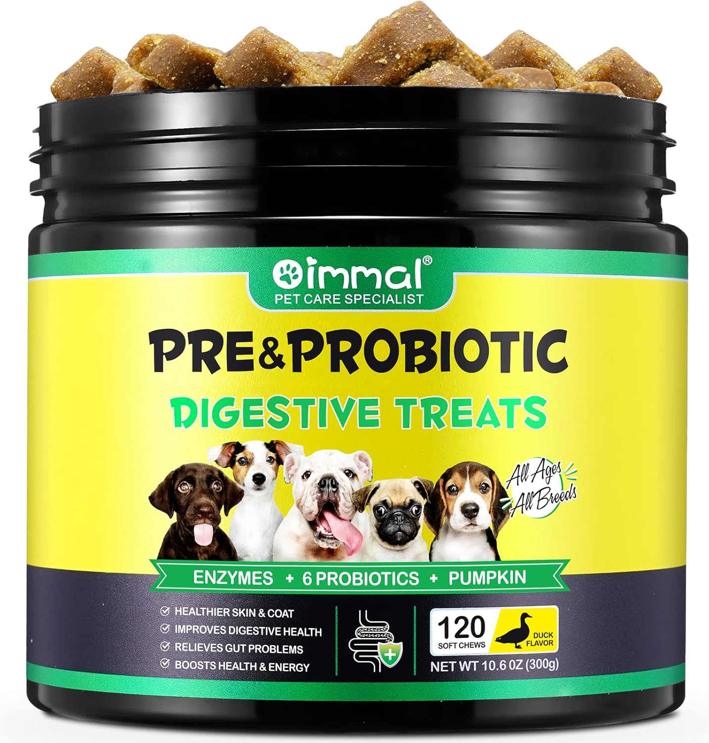 Probiotics for Dogs, Dog Probiotics for Dogs Digestive Enzymes, Gut Health, Itchy Skin, Allergies, Yeast Balance