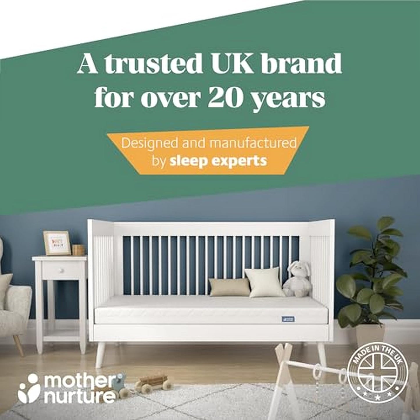 Eco Fibre Cot Bed Mattress (120 x 60cm x 10cm) Breathable Baby Cot Bed Mattress for Comfy Night’s Sleep, Reversible & Hypoallergenic with Removable Cover for Easy Clean