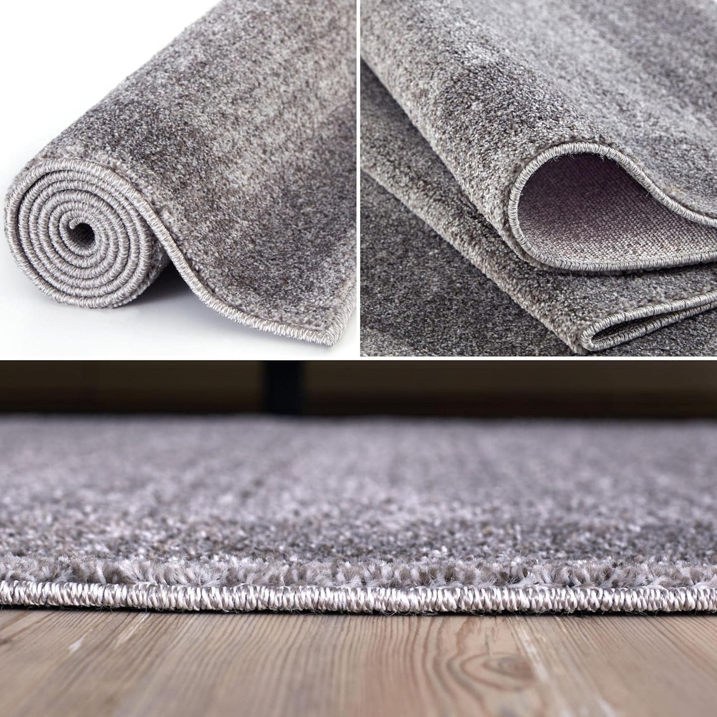 Ultra Soft Area Rug – Modern Luxury Fluffy Rug, Grey Plain Pattern Rugs for Living Room, Bedroom, Kids Room (120x170 cm, Grey)