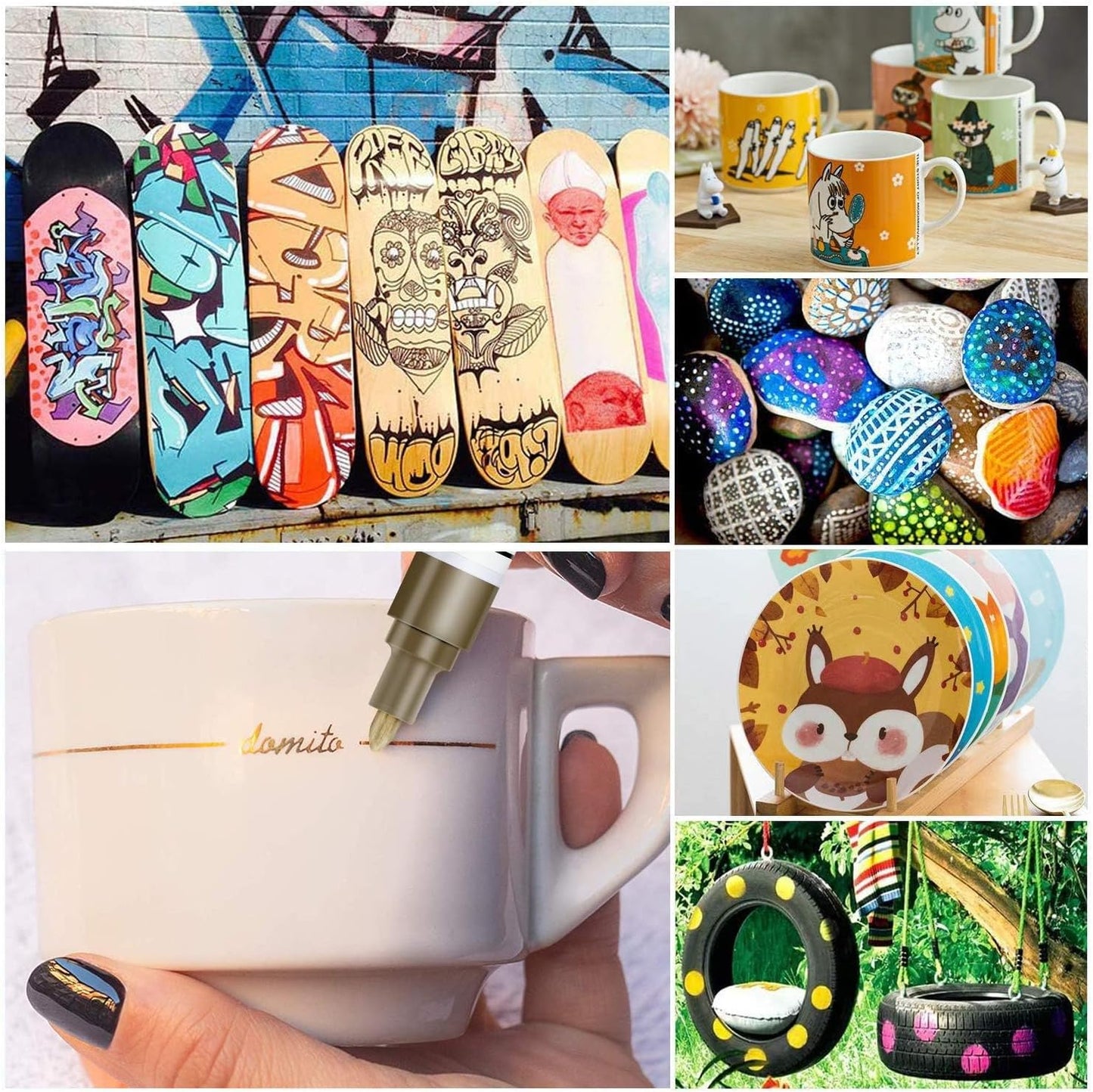 Paint Pens Paint Markers on Almost Anything Never Fade Quick Dry and Permanent, Oil-Based Waterproof Paint Marker Pen Set for Rocks Painting, Wood, Fabric, Plastic, Canvas, Pumpkins, Mugs, DIY Craft