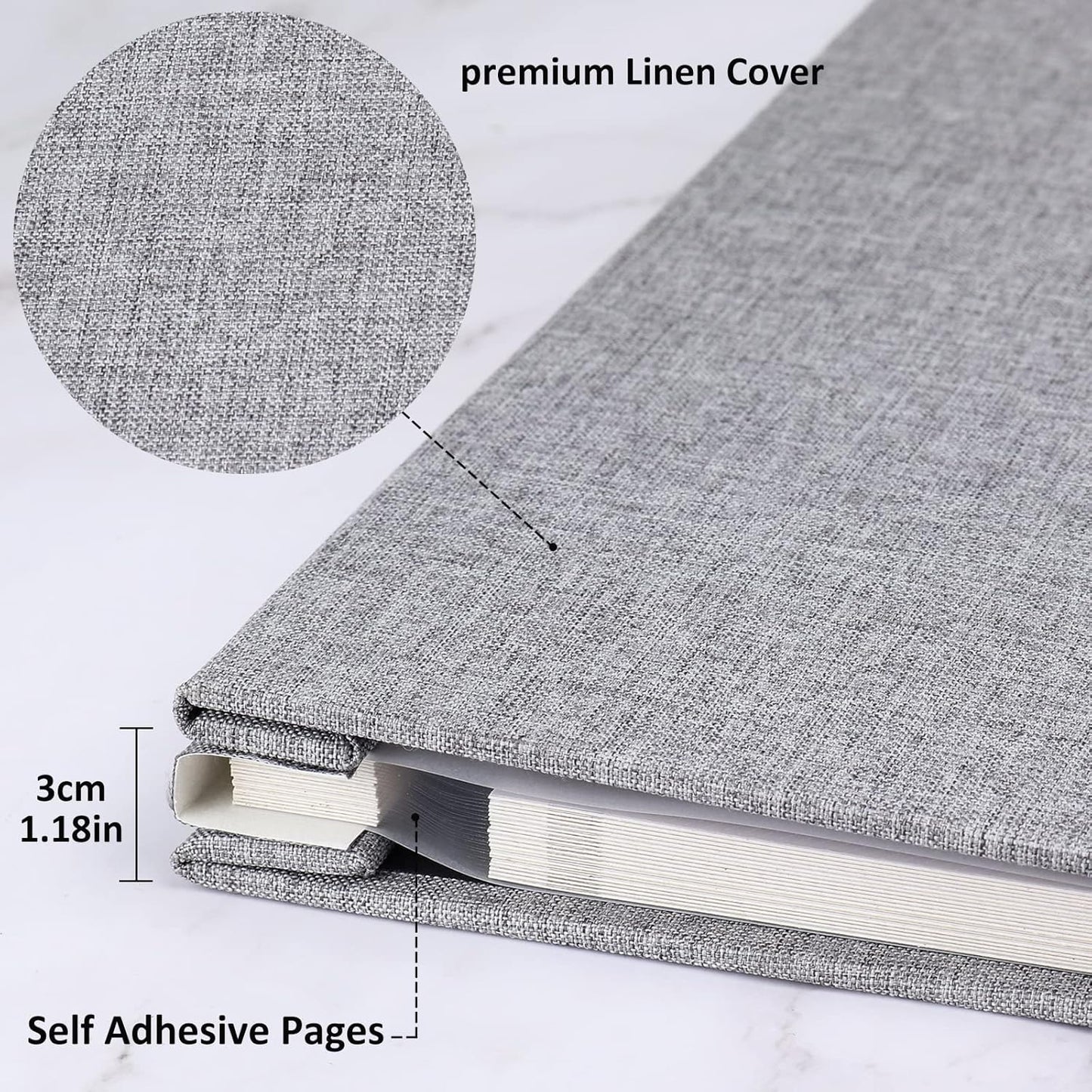 Self Adhesive Photo Album Large Scrapbook Album Magnetic 40 Pages Linen Hardcover with A Metallic Marker Pen Wedding Gift Valentines Day for Couples