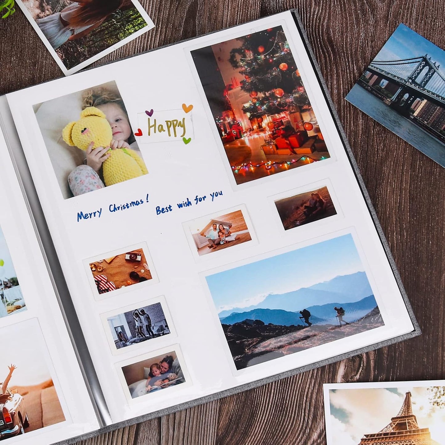 Self Adhesive Photo Album Large Scrapbook Album Magnetic 40 Pages Linen Hardcover with A Metallic Marker Pen Wedding Gift Valentines Day for Couples