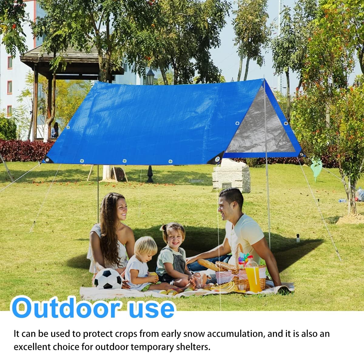 Tarpaulin 4m x 6m Thicken Tarpaulin Waterproof Heavy Duty 110GSM with Reinforced Grommets, Tarp Sheet Cover for Multipurpose Outdoor Use, Blue
