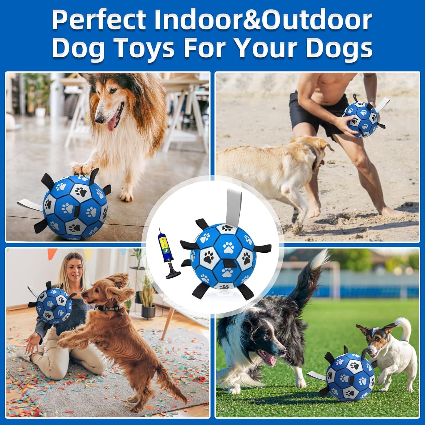 Interactive Dog Football Toy with Webbing - Durable Water Ball for Small to Medium Breeds
