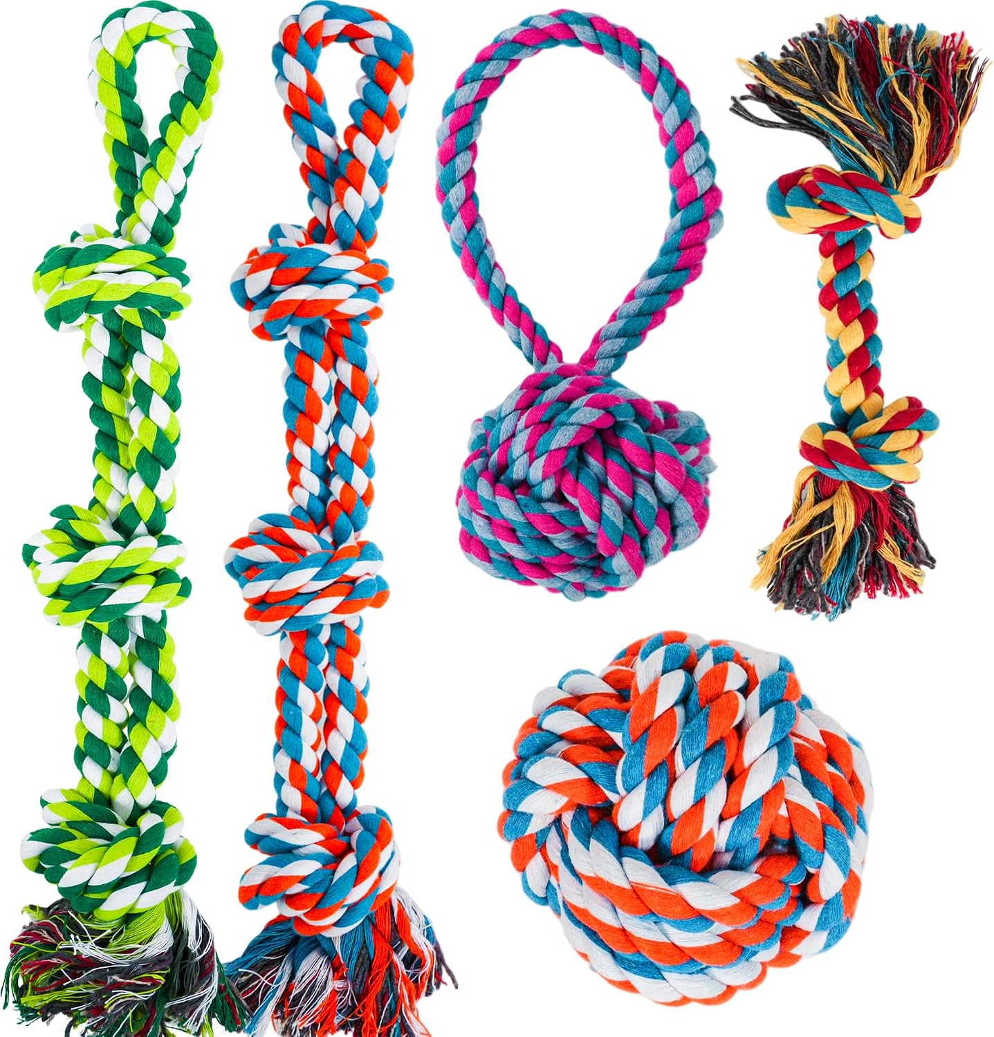 Rope Toys for Large and Medium Aggressive Chewers, Indestructible Dog Chew Toys, 100% Natural Cotton for Teeth Cleaning, Tug of War Toy