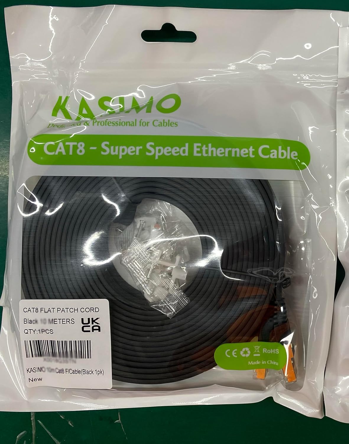 Cat 8 Flat Ethernet Cable 8M Internet LAN Cable with Clips 40Gbps 2000MHz High Speed Network Patch Cable SSTP Ethernet with RJ45 Connector for Router Modem Switch Gaming Xbox