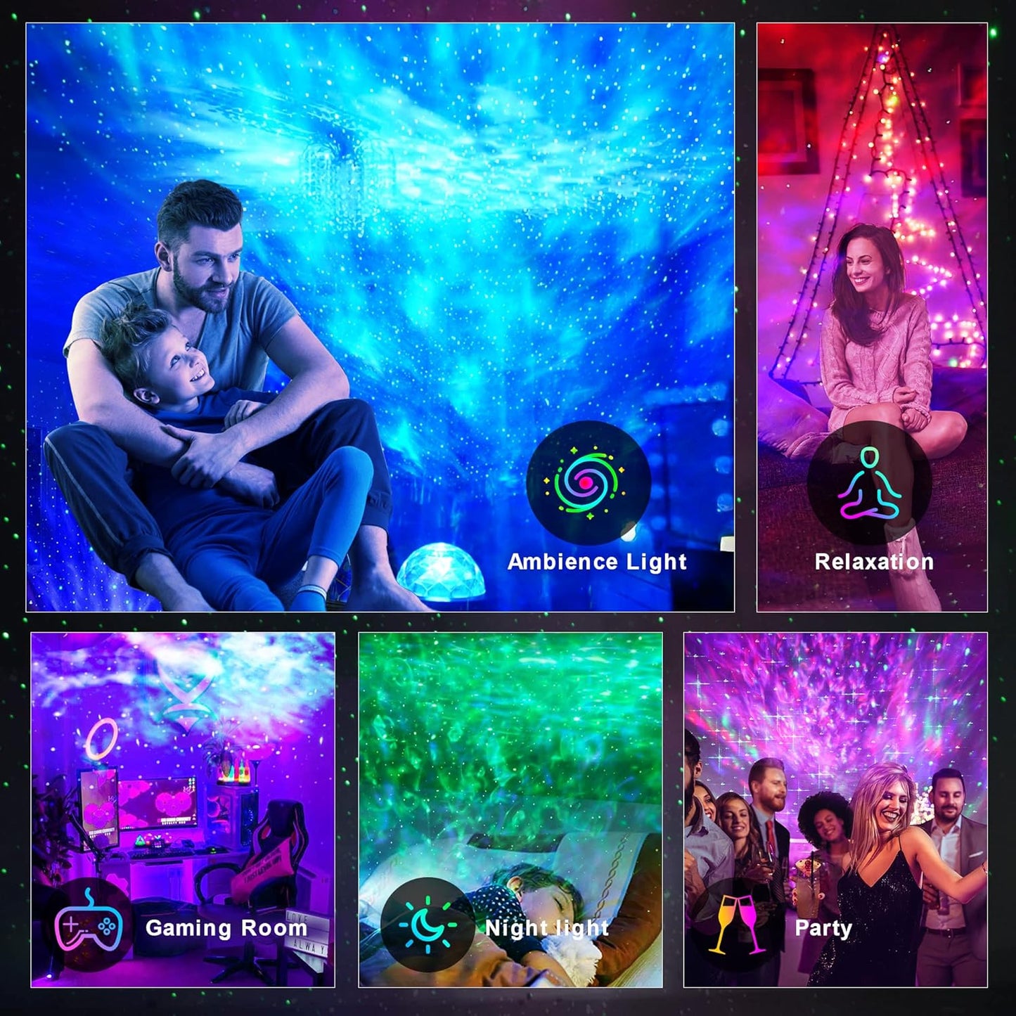 Galaxy Projector, Star Projector with Remote Control, Night Light Projector with Timer, Bluetooth USB Colour Changing Music Night Light