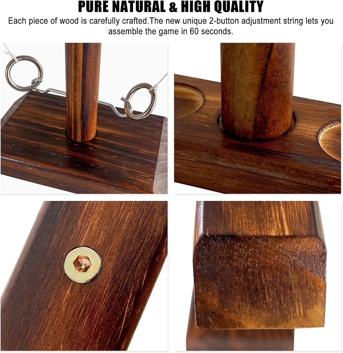 Ring Toss Game, Wooden Table Top Hook Ring Toss Game Children, Premium Party Throwing Games Game for Family Fun Indoor/Outdoor Game